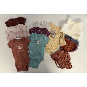 Carter's 3 Month Girls Bundle 12 Piece Hat, Bloomers, Vest, One Piece Short Long